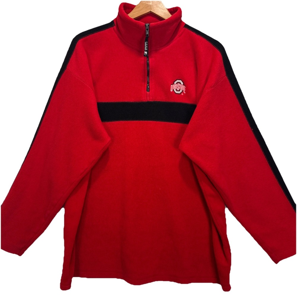 VTG Team Starter‎ Ohio State Buckeyes Mens XL Red Fleece Quarter Zip Pullover